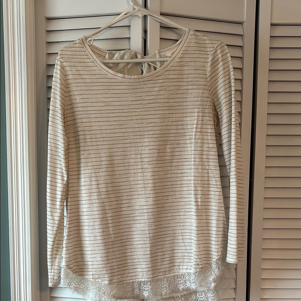 Striped Lace Hem Top